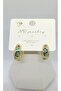 Solene Turquoise Stone Detailed Gold Hoop Earrings - 2