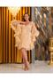 Special Design Rose and Feather Detailed 2-Piece Short Satin Dressing Gown and Nightgown Set (Boxed) - 2