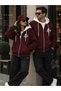 New Season Double Color Hooded Falcons Printed Winter Oversize Jacket with Complete Inner Layer in Combed Cotton - 3
