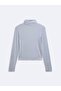 Slim Fit Ribbed Long Sleeve Blue Sweatshirt - 4