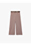 Belted High Waist Wide Leg Plaid Trousers - 3