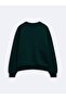 Relaxed Fit Letter Printed Crew Neck Green Sweatshirt - 4