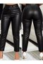 Women's High Waist Pocket Leather Pants - 4