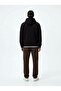 Regular Fit Letter Printed Hooded Black Sweatshirt - 2