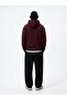 Regular Fit Text Printed Hooded Burgundy Sweatshirt - 3