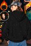 Crystal Black Glitter Detailed Hooded Kangaroo Pocket 3 Thread Cotton Oversize Sweatshirt Hoodie - 2