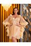 Special Design Rose and Feather Detailed 2-Piece Short Satin Dressing Gown and Nightgown Set (Boxed) - 3