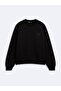 Regular Fit Letter Printed Crew Neck Black Sweatshirt - 3