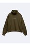 Relaxed Fit High Collar Minimal Printed Green Sweatshirt - 4