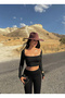 Black Backless Low-Cut Square Neck Crop Top - 3
