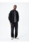 Slim Fit Collar Detailed Long Sleeve Black Shirt