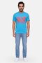 Men Crew Neck Short Sleeve Graphic Print T-Shirt, Heather Blue - 2