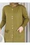 Cold Yarn Pocket Bow Detailed Buttoned Long Vest Knitwear Trouser Set - 4