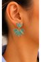 Mint Green Color, Crystal Stone Flower Earrings Acr9765