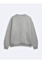 Relaxed Fit Letter Printed Crew Neck Gray Sweatshirt - 4