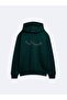 Regular Fit Sign Printed Hooded Green Sweatshirt - 3