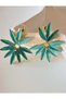 Mint Green Color, Crystal Stone Flower Earrings Acr9765 - 2