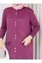 Cold Yarn Pocket Bow Detailed Buttoned Long Vest Knitwear Trouser Set - 2