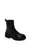 Women's Black Zippered Patterned Thick Soled Leather Boots Wf180024Dv - 7