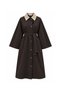 Colorful Collar Long Trench Coat Brown