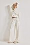 Standard Fit High Collar Zippered Crop Modal Basic Sweatshirt Cardigan H4538Ax26Au - 2