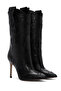 Women's Black Patterned Thin Heeled Leather Boots Wf110001Dv - 3