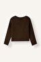 Regular Fit Crew Neck Basic Cardigan with Bow Detail I1760Ax26Wn - 2