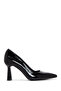 Women's Black Heeled Patent Leather Shoes Af200009Dr