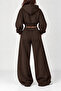 Brown 3-Threaded, Curled Waist Oversize Sweatpants - 4