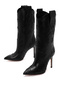 Women's Black Patterned Thin Heeled Leather Boots Wf110001Dv - 8