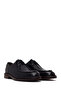 Black Men's Black Lace-Up Leather Casual Shoes Wm680030Dv - 2