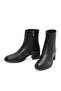 Women's Black Zippered Short Thick Heeled Leather Boots Wf300003Dv - 4