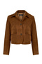 Trix Women's Brown Oversize Suede Leather Jacket 26Wgd570510 - 2