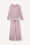 Regular Fit V-Neck Long Sleeve Top Wide Cut Bottom Pajama Set H9101Ax26Au - 7