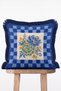Vintage Peony Flower Motif Gingham Patterned Fringed Throw Pillow Cover - 2