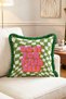 Do It for Yourself Written Green and White Checkered Retro Fringed Throw Pillow Cover - 2