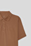 Ds Damat Regular Fit Caramel Pique Textured T-Shirt - 6