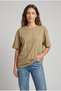 Beige Oversize Crew Neck Drop Shoulder Basic Cotton Casual Comfortable Cut T-Shirt