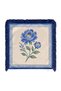 Blue Peony Flower Patterned Framed Fringed Decorative Throw Pillow Cover - 4