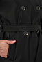 Double-Breasted Collar Short Black Women's Trench Coat 5980 - 6