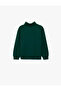 Printed Cotton Sweatshirt with Zipper Detail and Long Sleeves, High Collar - 6