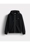 Zippered Hooded Black Men's Sweatshirt 5Wm2581 - 6