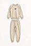 Beige Boys' Striped Lettered Crew Neck Tracksuit Set 24842 - 2
