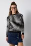Striped stretch knit sweater 7050 - 4