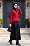 Buttoned Round Neck Knitwear Cardigan -Red - 6