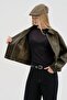 Women's Leather Khaki Color Premium Quality Lined Design Jacket - 5