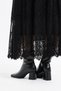 Women's Flocked Lace Fabric Long Skirt with Elastic Waist and Lined Design - 7