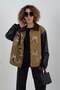 Black Sequin Embroidered Leather Mix Jacket - 3