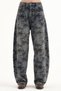 Women's floral print, velvet-look interior, balloon fit design jeans