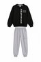 Gray Boy's Text Printed Cargo Pocket Tracksuit Set 24848 - 2